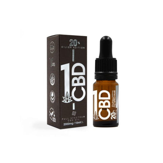 1CBD 20% Pure Hemp 2000mg CBD Oil Sliver Edition 10ml - HEMPORIUM