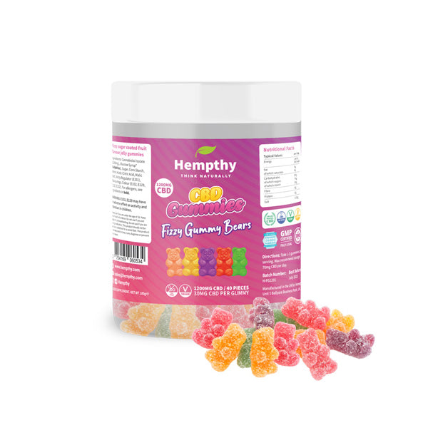 Hempthy 1200mg CBD Fizzy Gummy Bears - 40 pieces - HEMPORIUM