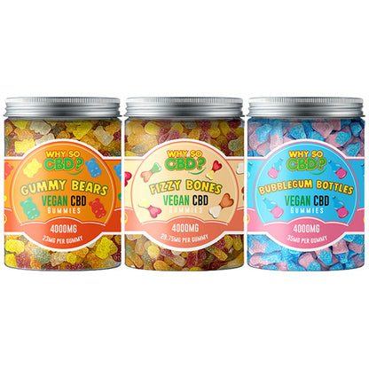 Why So CBD? 4000mg Broad Spectrum CBD Large Vegan Gummies - 11 Flavours